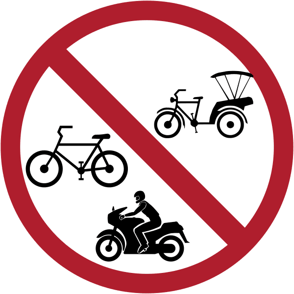 ป้ายห้ามรถจักรยานยนต์ รถจักรยาน และ รถจักรยานสามล้อ