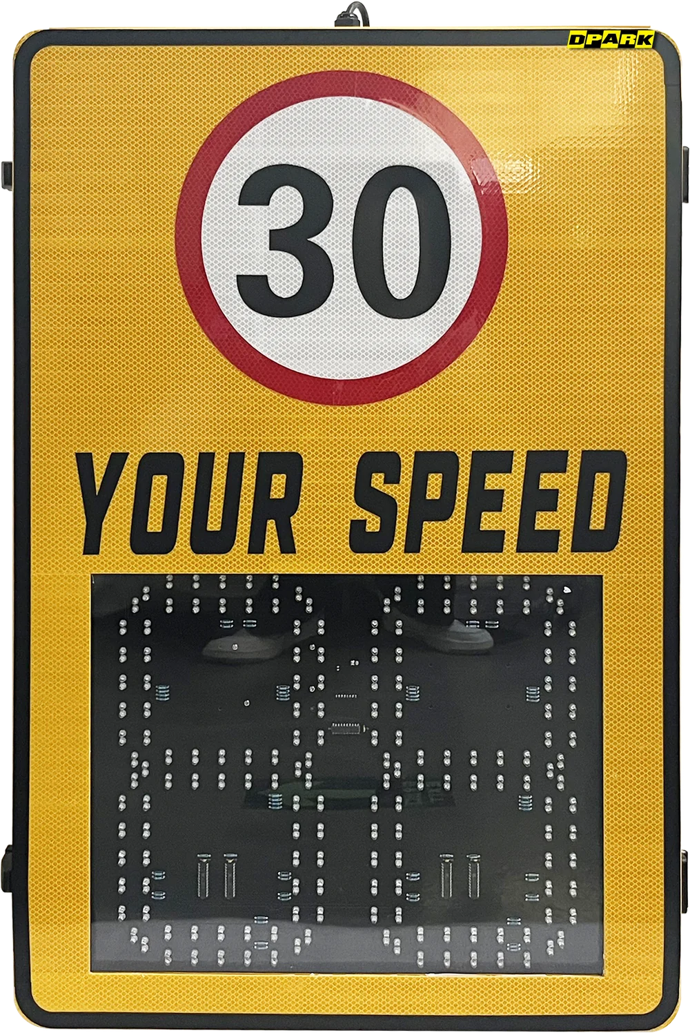 ป้ายวัดความเร็วอัตโนมัติ Radar Speed Sign แสดง YOUR SPEED จำกัด 30 จอ LED IP65 Dpark
